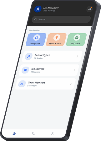 Revo AI Receptionist app interface on mobile device