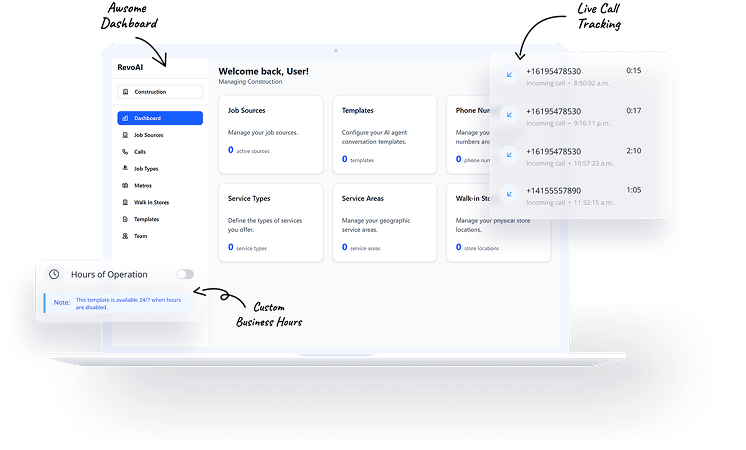 Revo Dashboard and Live Call Tracking